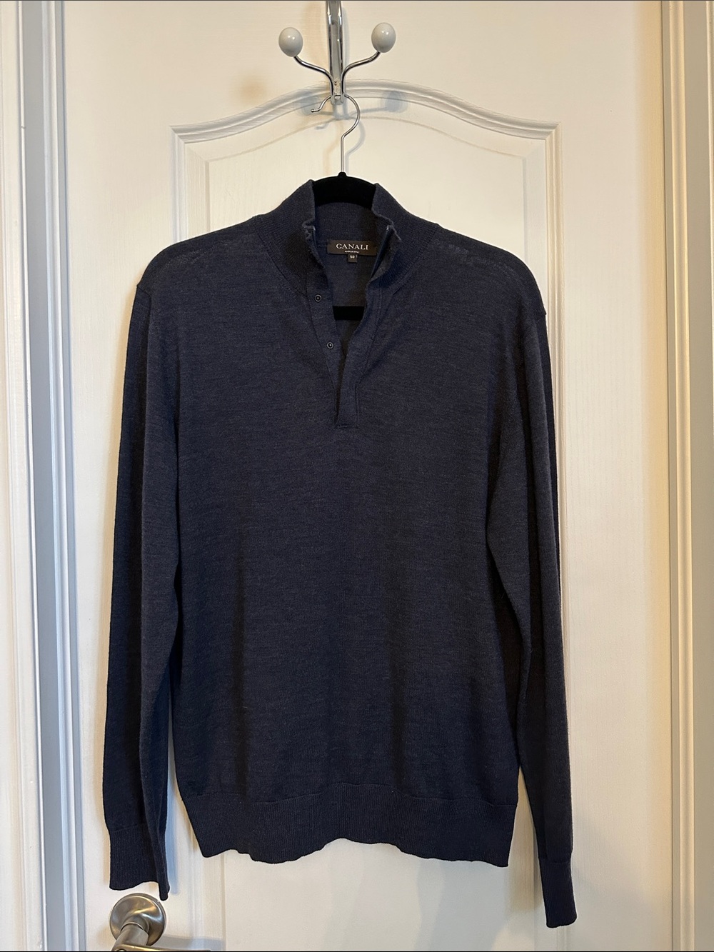 Canali Men's Dark Navy Half-Zip Knit Pullover